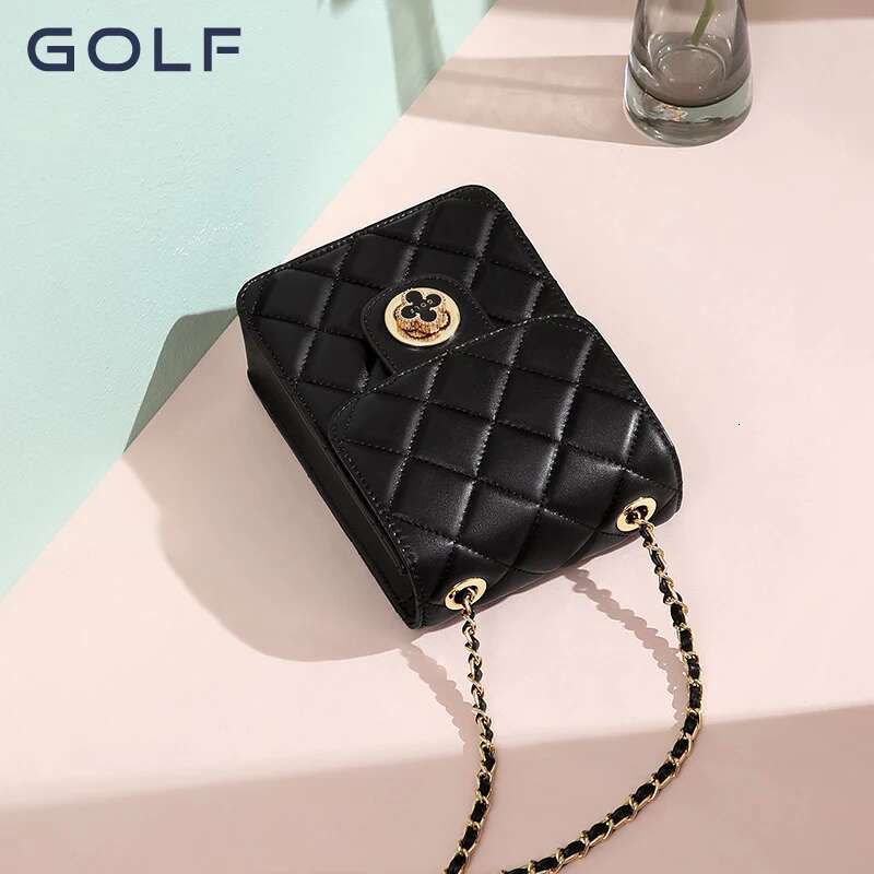 GOLF 2024 New Genuine Leather Mobile Phone Women's Gge Chain Small Square Bag Mini One Shoulder Crossbody
