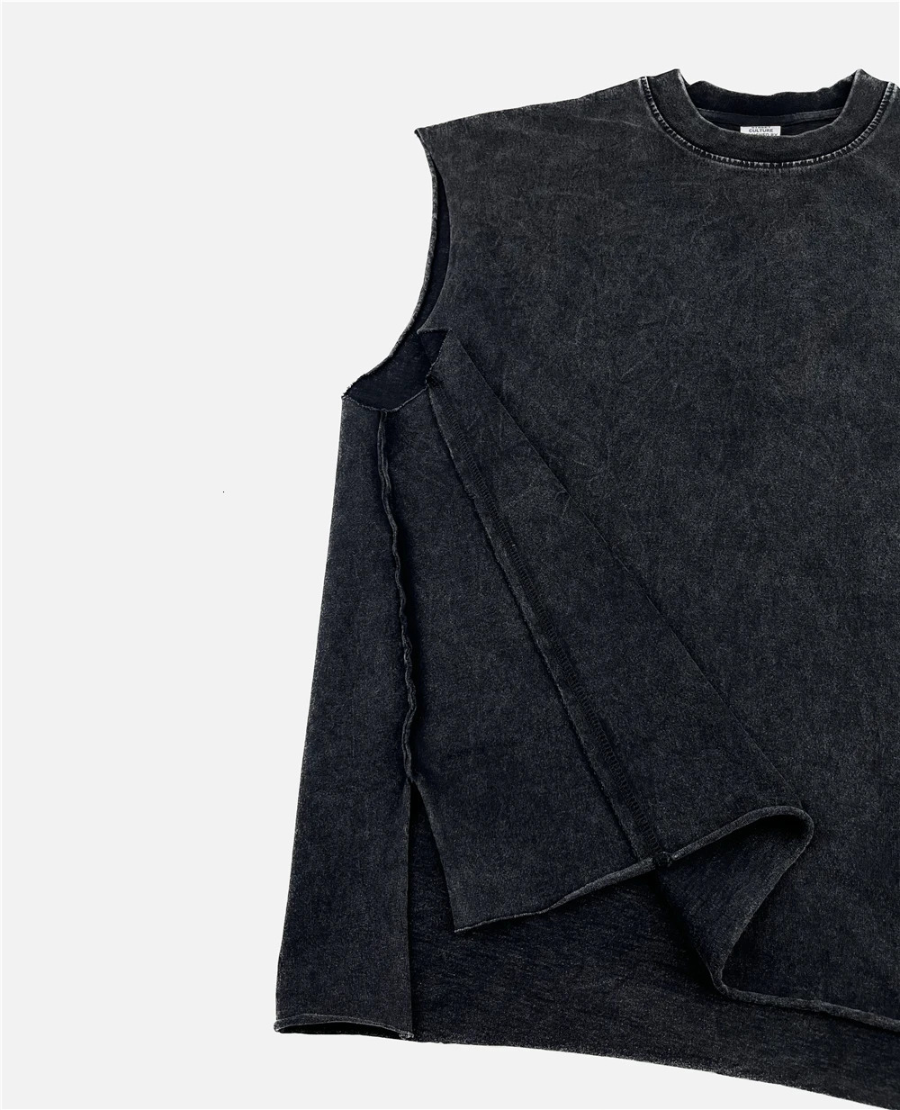 Large size washed cotton board vest mens sleeveless cut T-shirt hip-hop streetwear 250402
