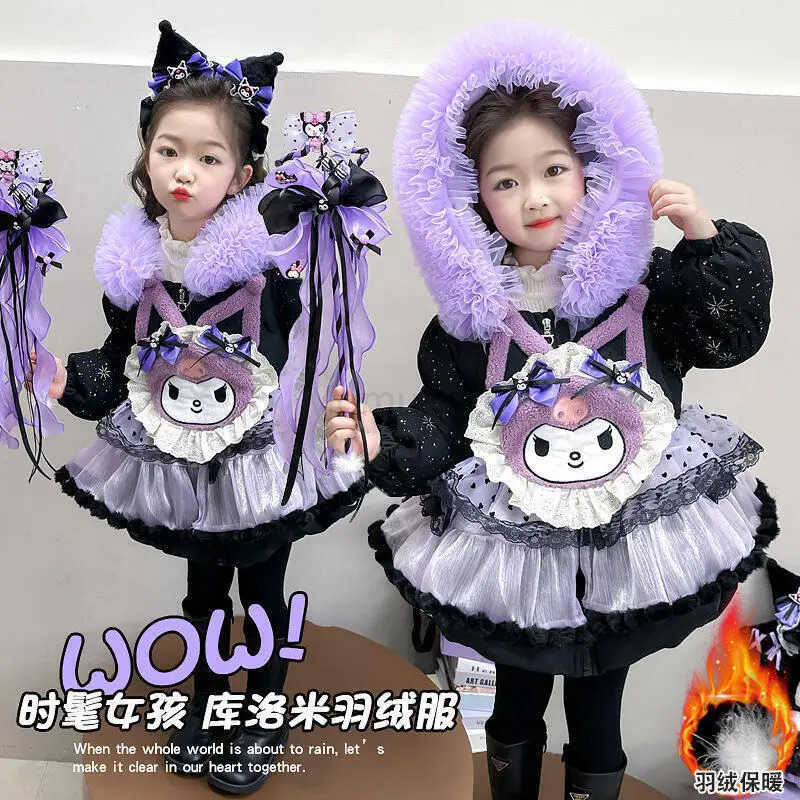 Sanrio Girl Kawaii Lolita Cosplay Down Jacket Winter 2025 New Childrens Cartoon Anime Fashion Sweet Princess Cotton Coat Girls Gifts H251104