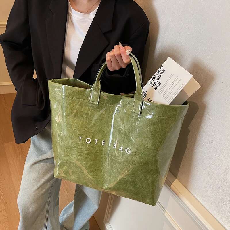 INS Popular Letter Prints Transparent Jelly Bag For Women PVC Waterproof Large Capacity Shoulder Shopper Totes Designer Handbags