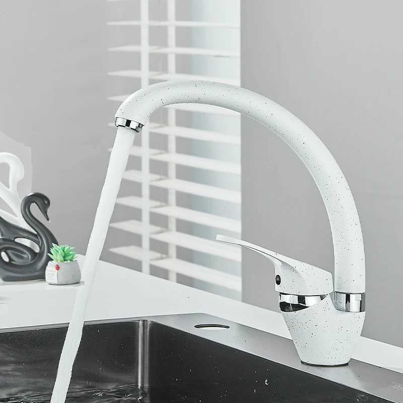 White With Dot Bathro Kitchen Faucet Contemporary Faucet Single Handle Hot and Cold Mixer Taps Beige with dot Y251104