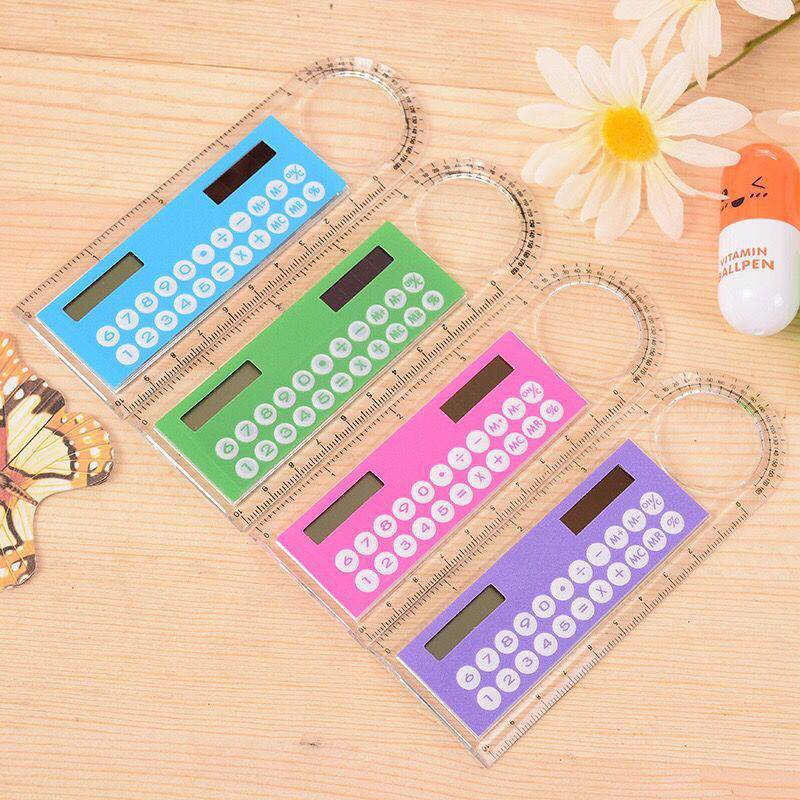Mini Portable Solar Energy Calculator Creativ Multifunction Ruler Students