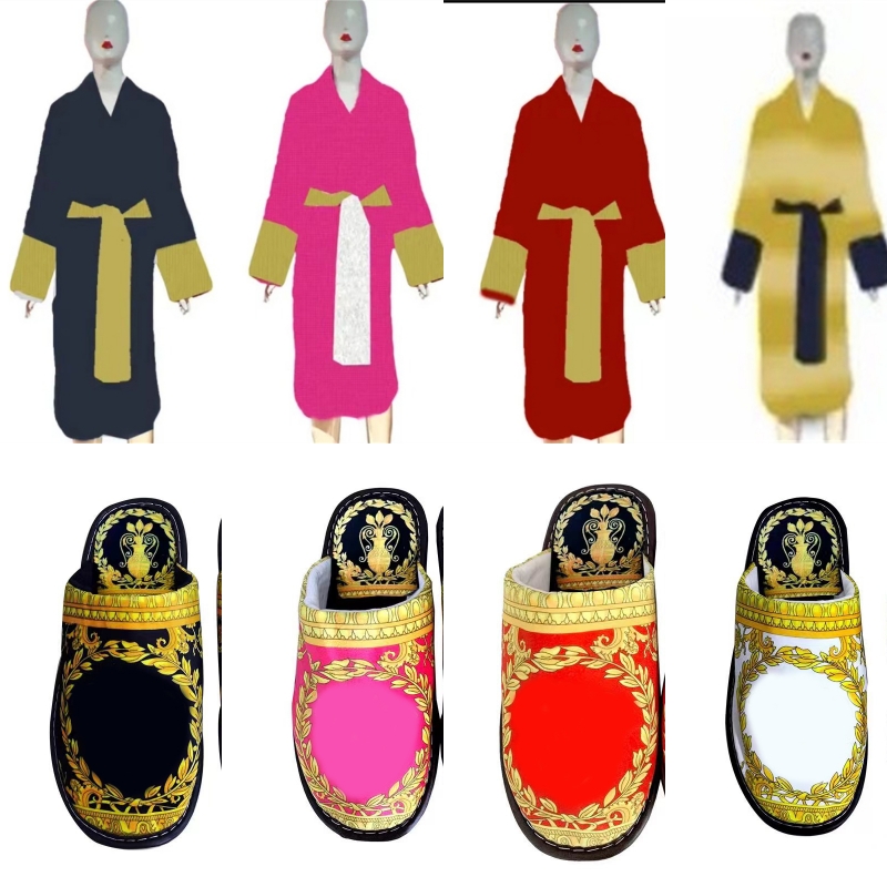 bathrobe for men and women sleep robe unisex man cotton sleepwear night robe highquality bathrobe Brand designer robe breathable elegr SIZE S-3XL Slippers