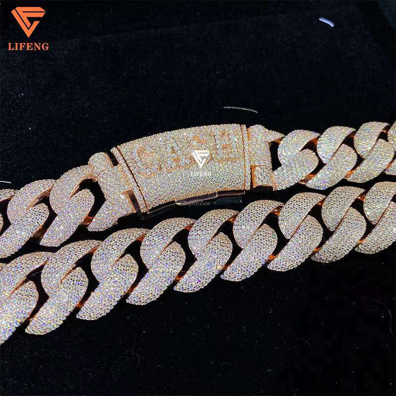 Rose Gold Sterg Sier Custom Cuban k Chain 20mm Vvs Moissanite Dia Ice Necklace Men Hip Hop Fine Chains Necklaces