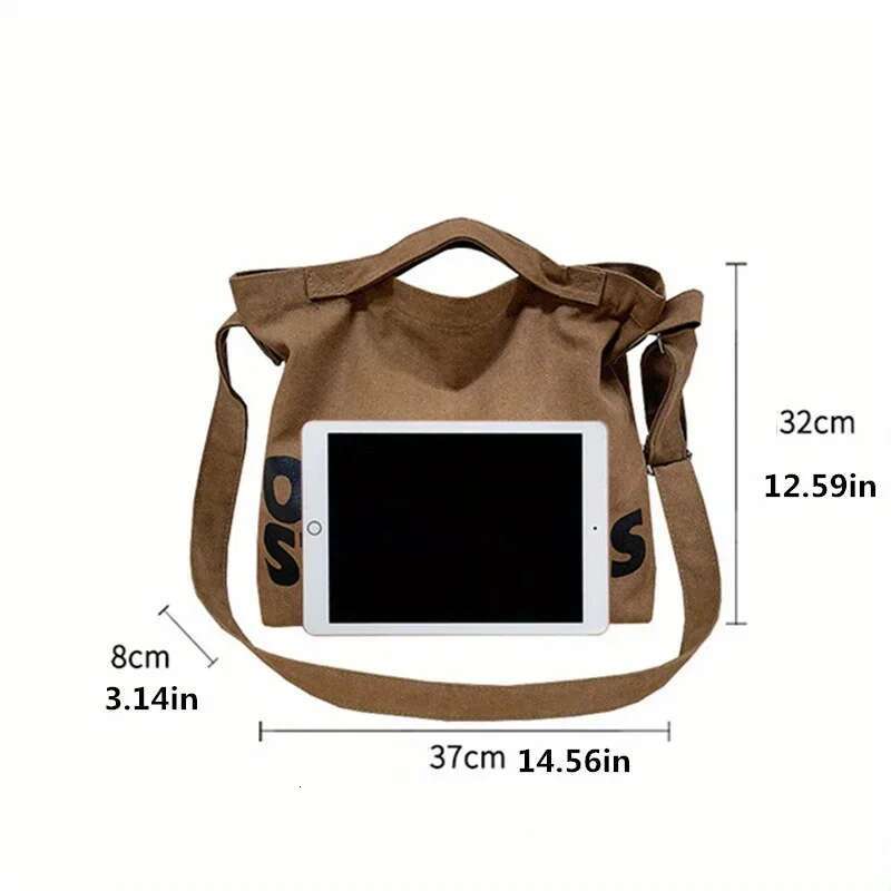 New Thickened Washed Canvas Korean Women Handbag Shoulder Bag, Large Capacity Women's Shopping Bags, Student School Bags