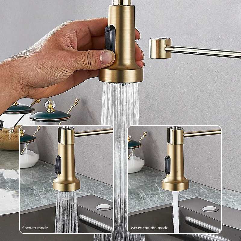 Bed Gold Pl Out Kitchen Faucets Brass Sink Faucets Brass Sink Tap Rotating Spout Mixers Tap Hot Cold Water Crane Y251104