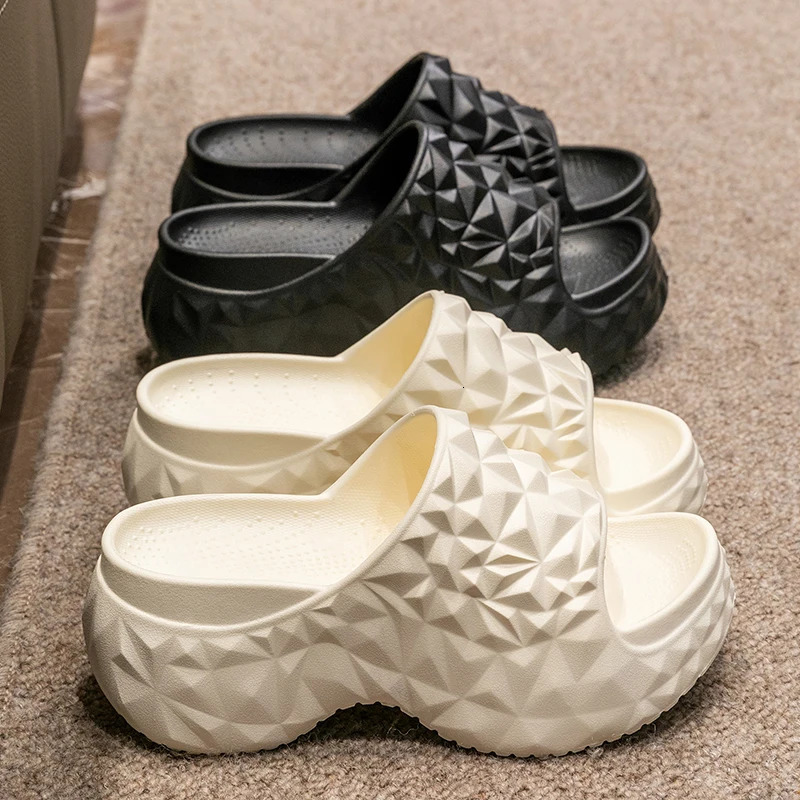 7CM Women Summer High Heeled Slippers Ladies Indoor Wedges Non-slips Sandals Couples Outdoor Beach Thick Sole EVA Flip Flops 250402