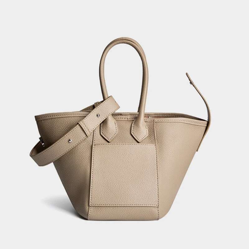 Convertible Transformable Cowhide Crossbody Shoulder Bag,Genuine Full-Grain Leather Shopper Bucket Basket Bag, Handbag