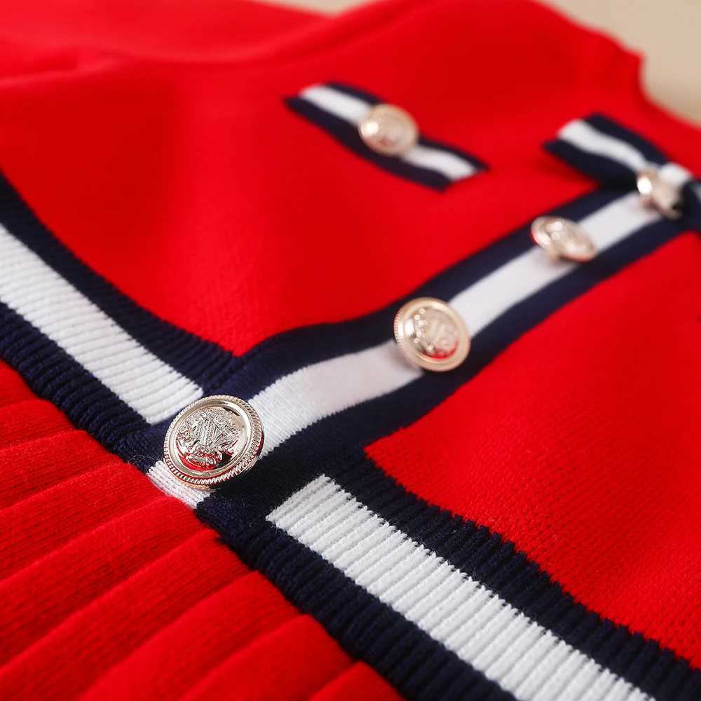 Girls Sweater Dress Long Sleeves 2024 New Knit Clothes Round Neck Princess Dress Preppy Style Kids Bow Knitwear C251104