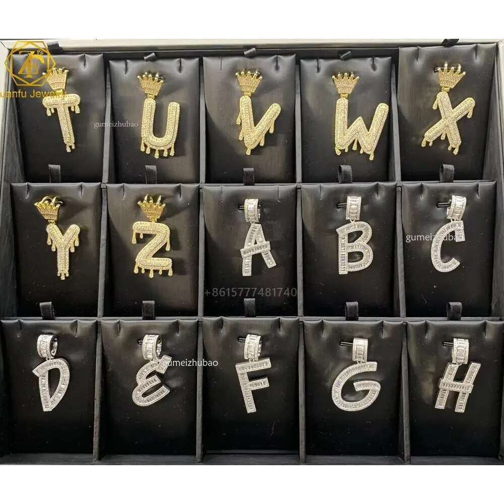 Fashion Fine Jewelry Moissanite Charm Pure Sier Single Initial Name Letter Custom Ice Out Pendant for Gift