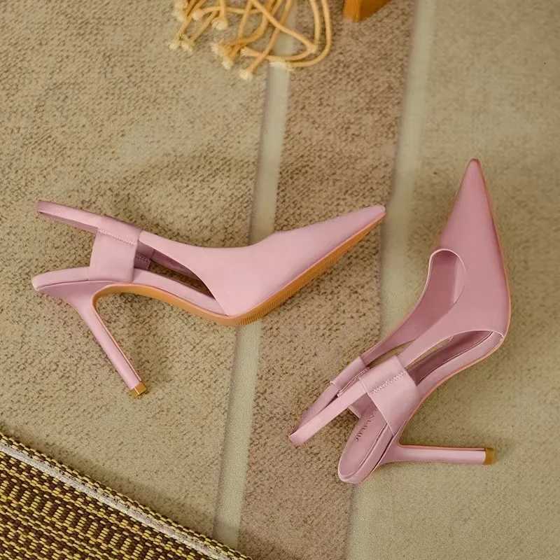 Elegant Slip on Slingback Pumps Sexy Pointed Toe Stiletto Sandals Luxury Silk High Heels Women Summer Designer Party Dress Shoes W251104