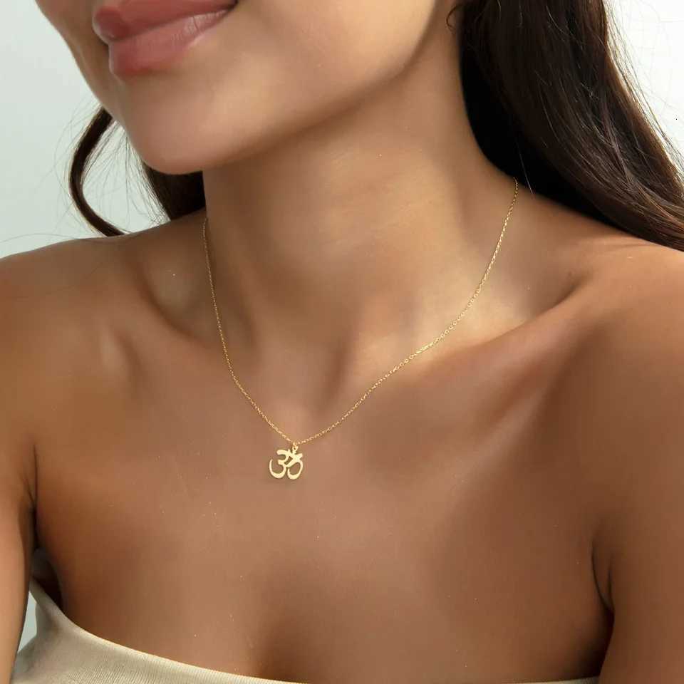 Stainless Steel Yoga Om Necklace for Women Trendy Aum Sanskrit Yoga Chakra Pendant Jewelry Mothers Day GiftXJ251104