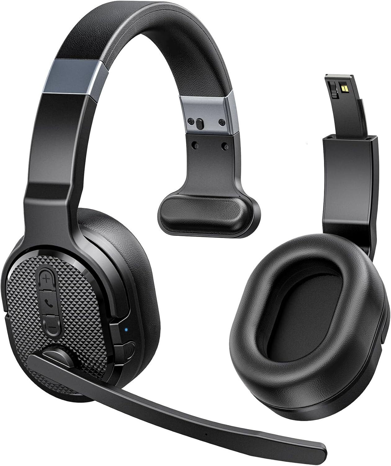 COSMUSIS Truck Driver Wireless Earphones Noise Cancelg Microphone, 50+Hour HD Call Bluetooth Earphones, with Removable Ear Pads/Single+Dual Mode, Suit