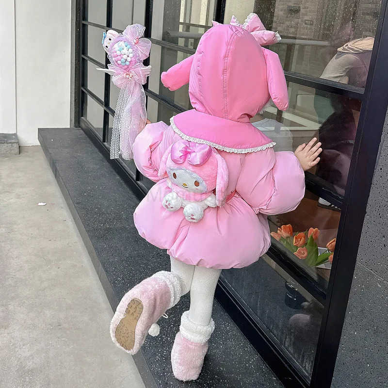 Sanrio Kuromi Girls Thickened Cotton Coat Anime Autumn and Winter New Kawaii Fashion Cartoon Halloween Warm Cotton Coat Jacket H251104