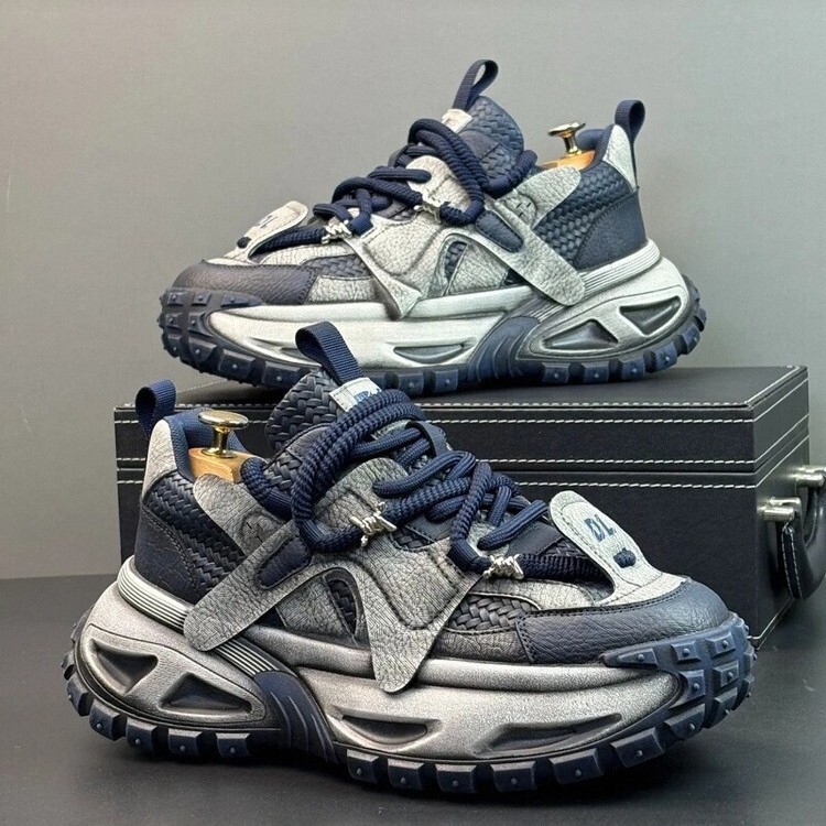 European Men's Shoes 2025 Autumn Winter New Trendy Brand High-End Big Toe Wide Foot Sports Casual Height-Increasing Dad Sneakers