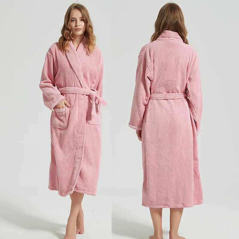 Bathrobe Men Luxury 100 Cotton White Sleepwear Towel Fleece Robes For Male Plaid Robes Long Bath Robe Bride Robe Dressing Gown C251104