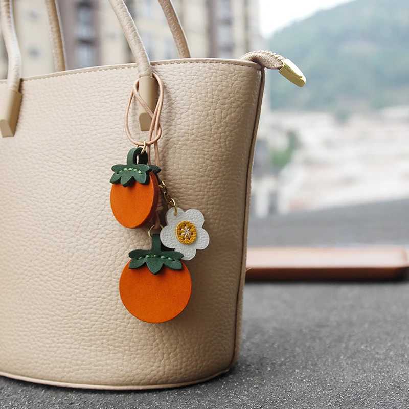 handmade leather persimmon bag pendant hanging ornament cute accessory ornament keychain exquisite decoration gift C251104