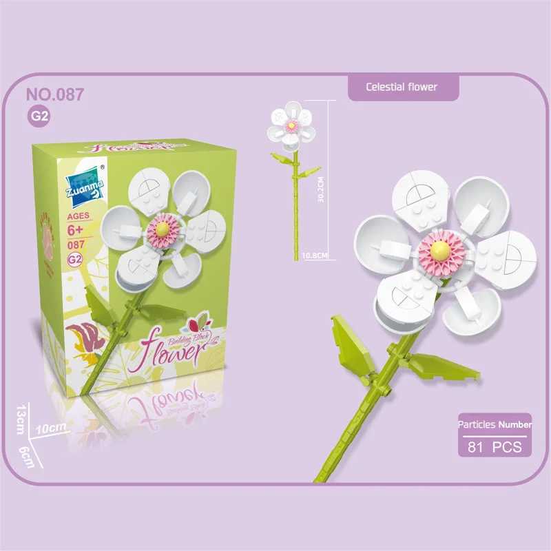 Simulation Rose Building Blocks Roses Flower Potted Bouquet 3D Model Home Decoration Bricks DIY Childrens Educational Toys Gift C251104