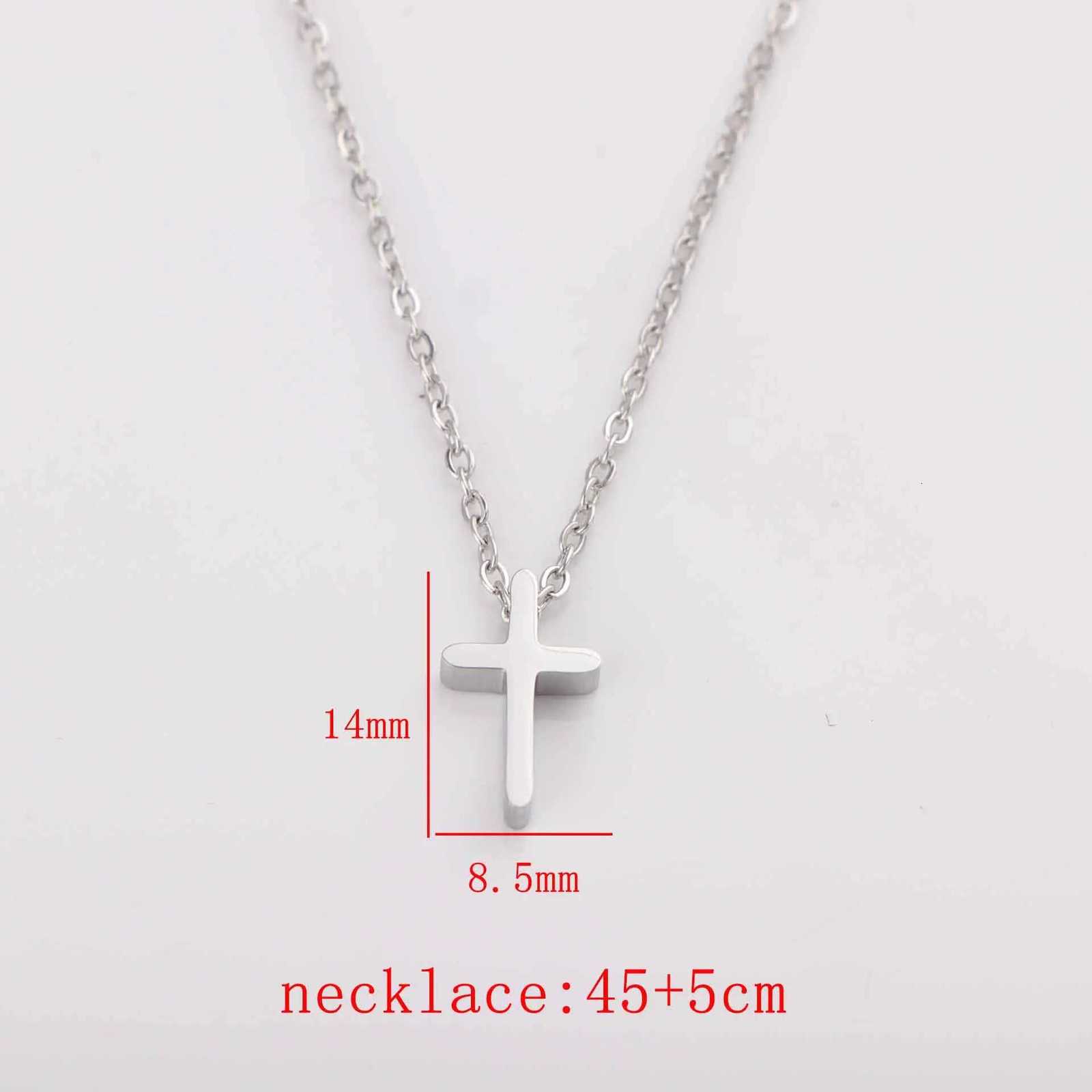 Mirror Polished Stainless Steel Cross Necklace Mini Small Cross Pendants Girls Gift Women Christian Necklaces Cross Bead CharmsXJ251104
