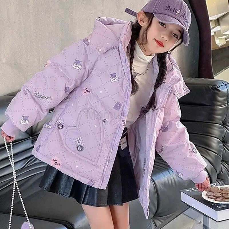 Sanrio Kuromi Child Cotton Clothes Kawaii Childrens Clothing Autumn Winter New Jacket Keep Warm Cotton Padded Jacket Hooded H251104