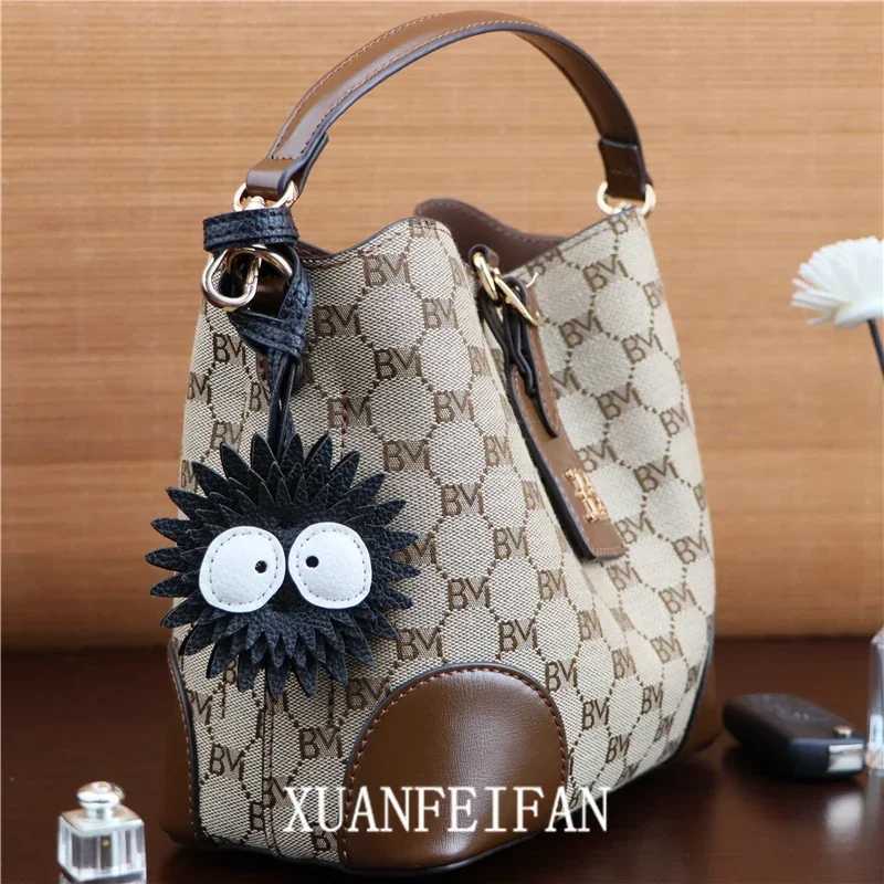 Black Coal Ball PU Leather Keychain Bag Pendant Bag charm Personality Female Tide With Accessories Ugly cute Little CoalBallW251103