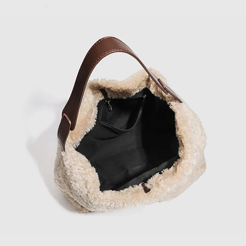 Fashion Autumn Winter Bags Womens Soft Plush Shoulder Bag Faux Lamb Wool Handbag Large Commute Work Female Tote Bag251104ww