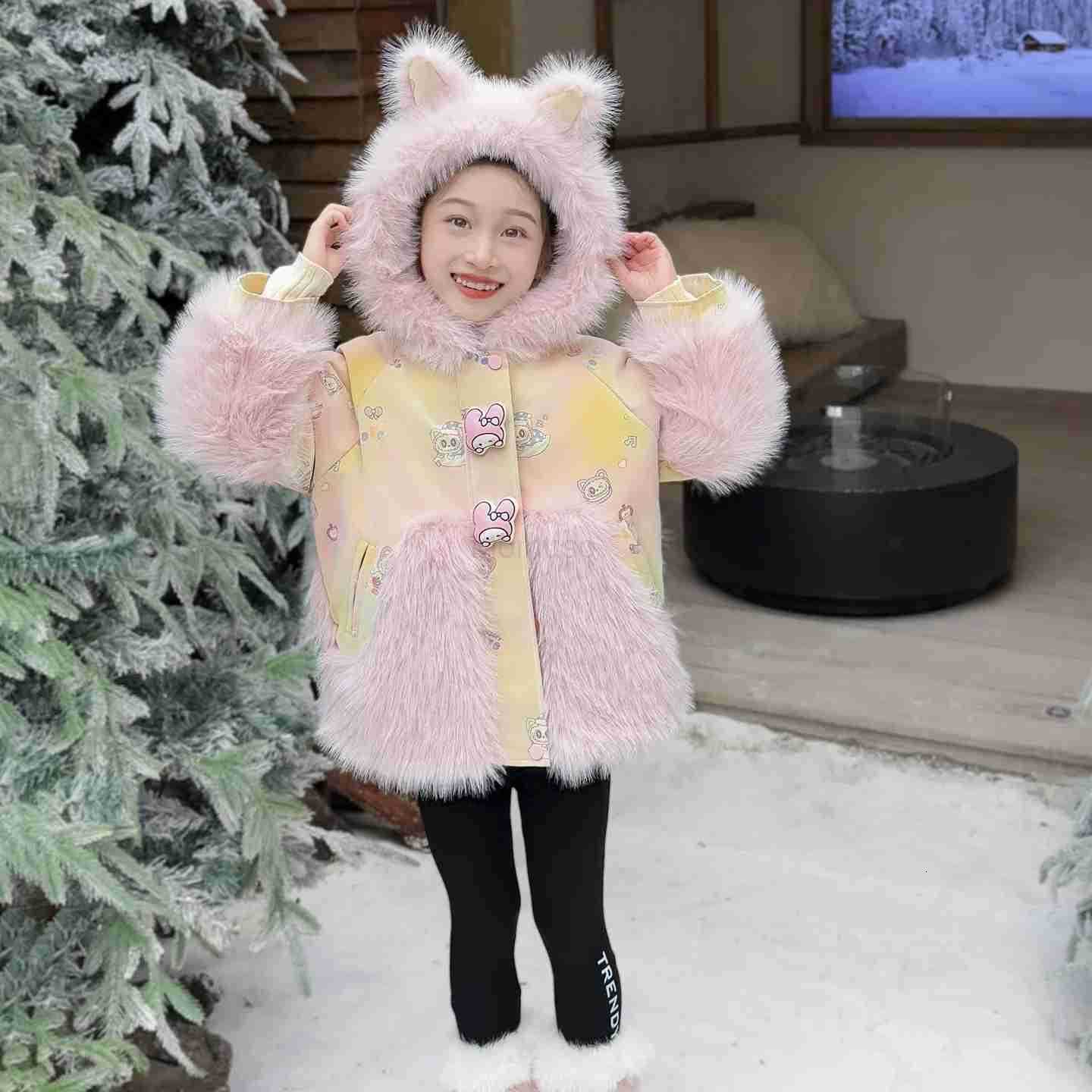 Sanrio Melody Girls Kawaii Thick Coat 2025 New Autumn/winter Cartoon Anime Fashion Warm Cotton Jacket Sweet Comfort Soft Tops H251104