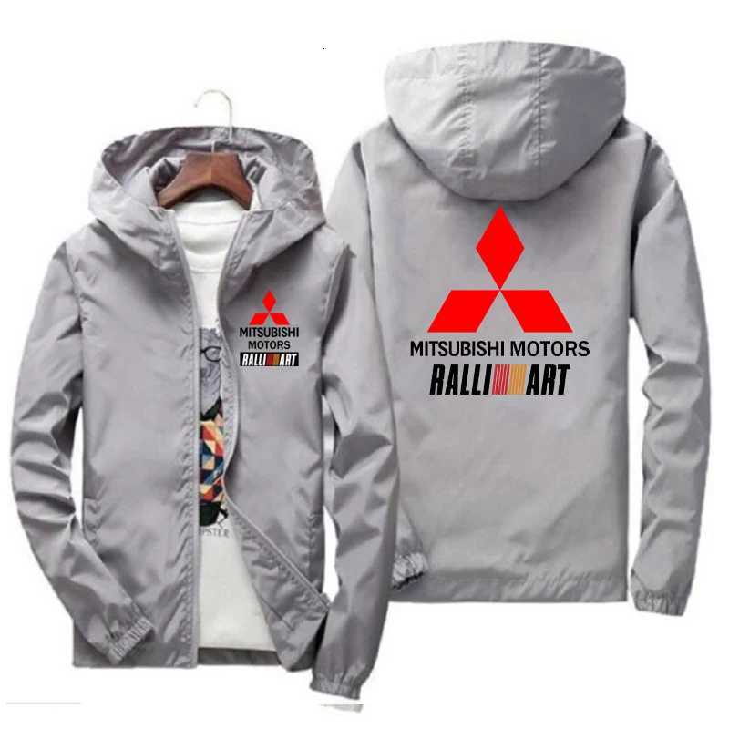 2025 New Streetwear Mens Casual Business Jacket Raincoat with Hood Zipper Fashion Outdoor Mitsubishi Racing Rally WindbreakerT251104