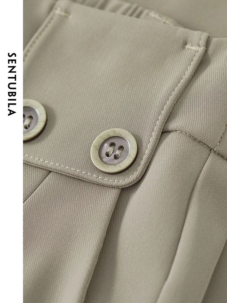 SENTUBILA Womens Wide Leg Shorts 2025 Fashion Loose Short Skirt Pants Trouser Summer Clothing 142K54505 250401