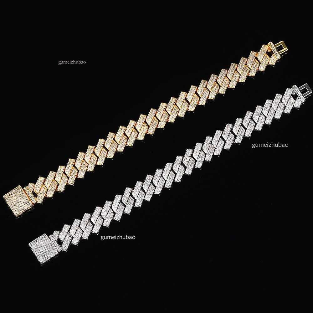 iced out k bracelet for men micro inlaid bg dia 10mm 12mm 14mm width cuban chain bracelets hip hop mens designer jewelry woman Christmas gift