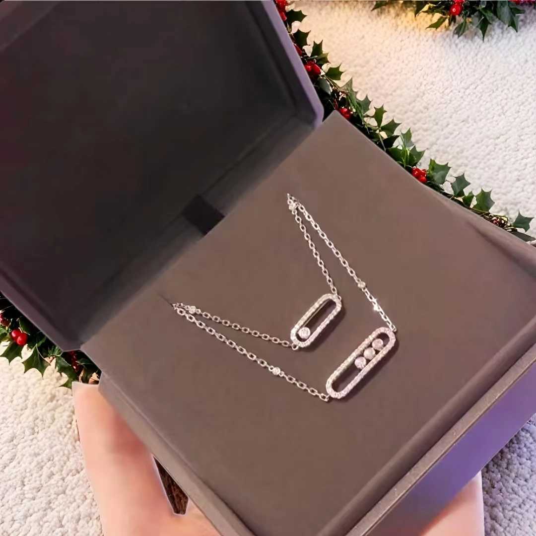 High Quality 925 Sterling Silver Boutique Jewelry Pendant Necklace Inlaid With Shiny Movable Zircon Fashionable Womens BanquetXJ251104