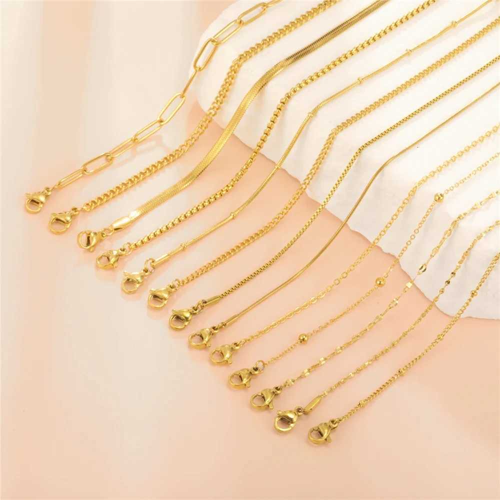 EUEAVAN 1pc Stainless Steel Chain Necklace for Women Basic Gold Color Paperclip Link Cuban Twisted Snake Chain Fashion JewelryXJ251104