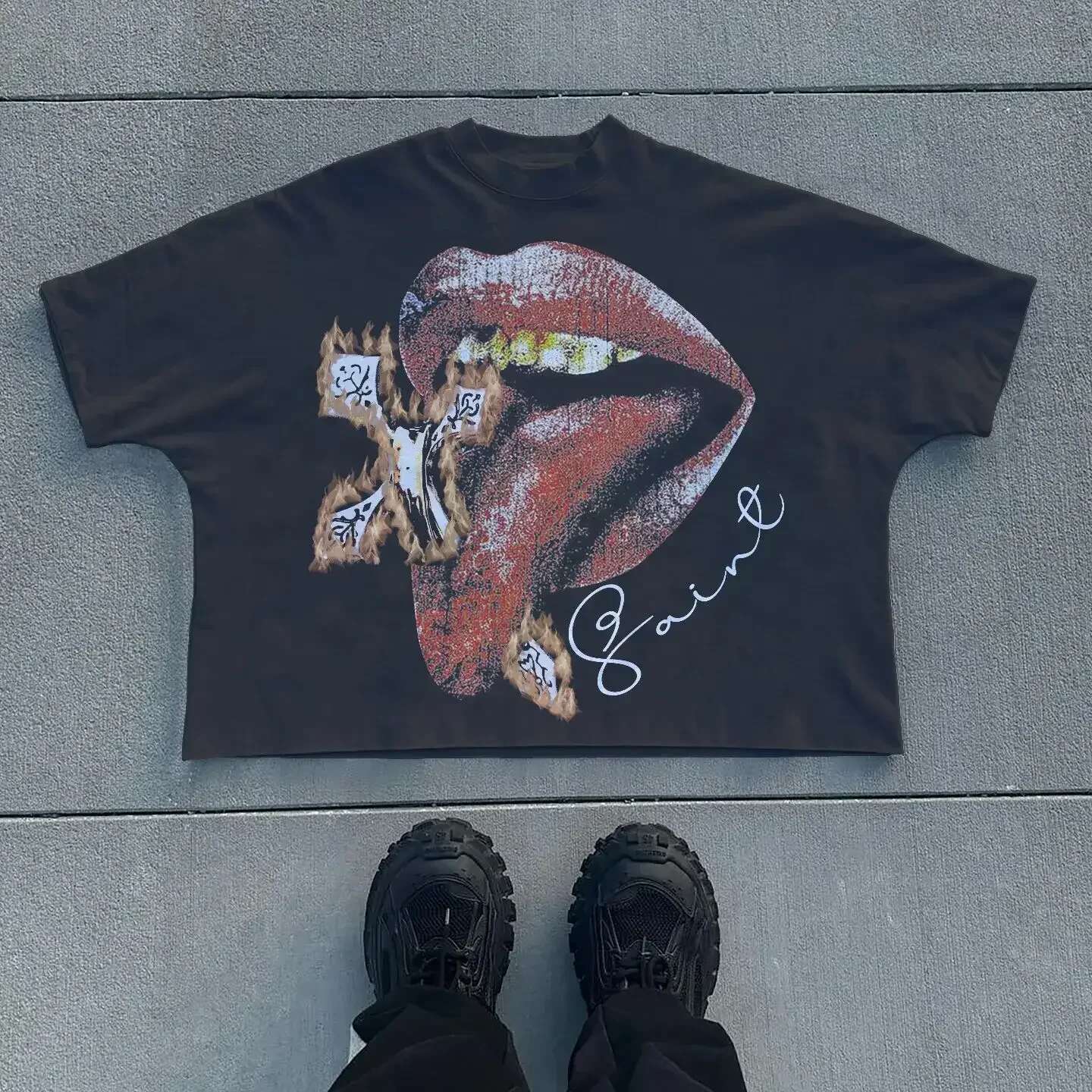 Haruku Streetwear Men Women Clothing Y2k Goth Art Graphic Print Short Sleeve Vintage Trendy Oversized Casual T Shirt