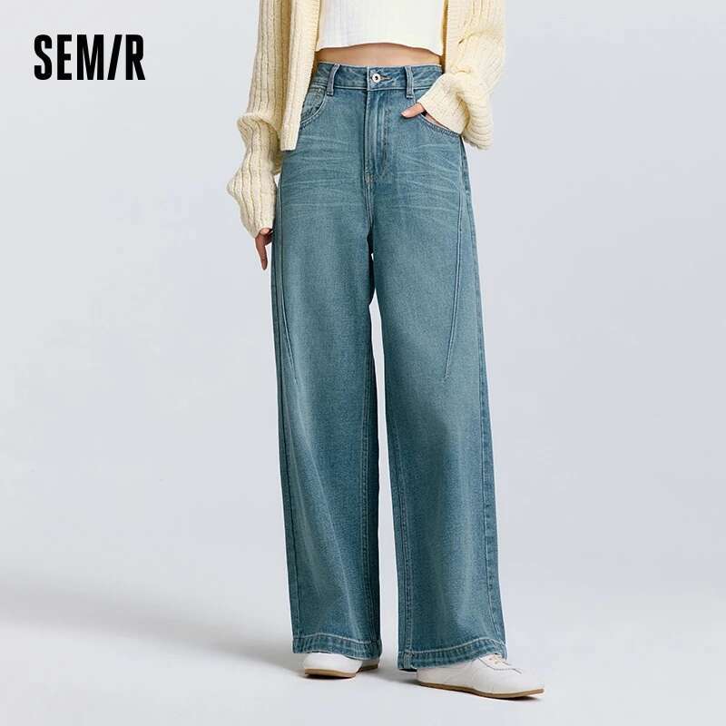 Semir Jeans Women High-Waisted Wide-Leg 2025 New Spring Long Street Style Trendy Versatile Trousers