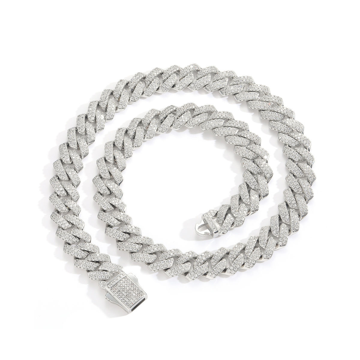 Hip-hop rap Cuban chain Sterling silver VVS Moisanshi Ice out Cuban chain Ice out 16mm bracelet and necklace