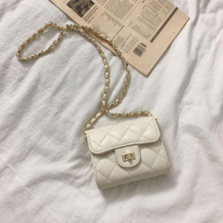 2025 New Fashion Women's Quilted Small Square Mini Chain Student Wallet Korean Style Crossbody Bag