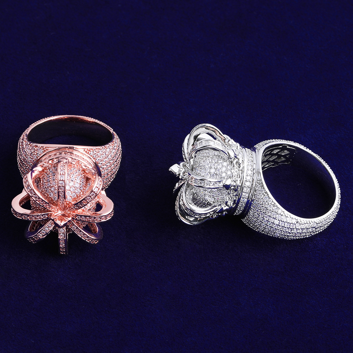 HipHop Style Mens Crown Ring Moissanite Real Gold Plated Fashion Personality Trendy HighEnd Feel Ring