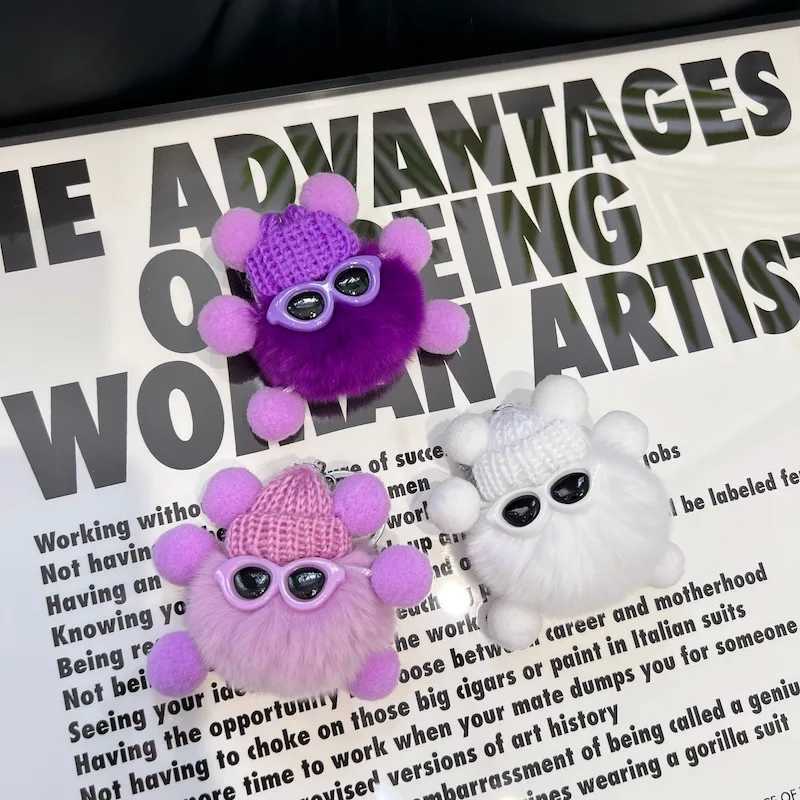 Keychain Imitation Otter Rabbit Fur Small Coal Ball Plush Pendant Keyrings Accessories for Women Bag Hanging Decoration Kid Gift C251104