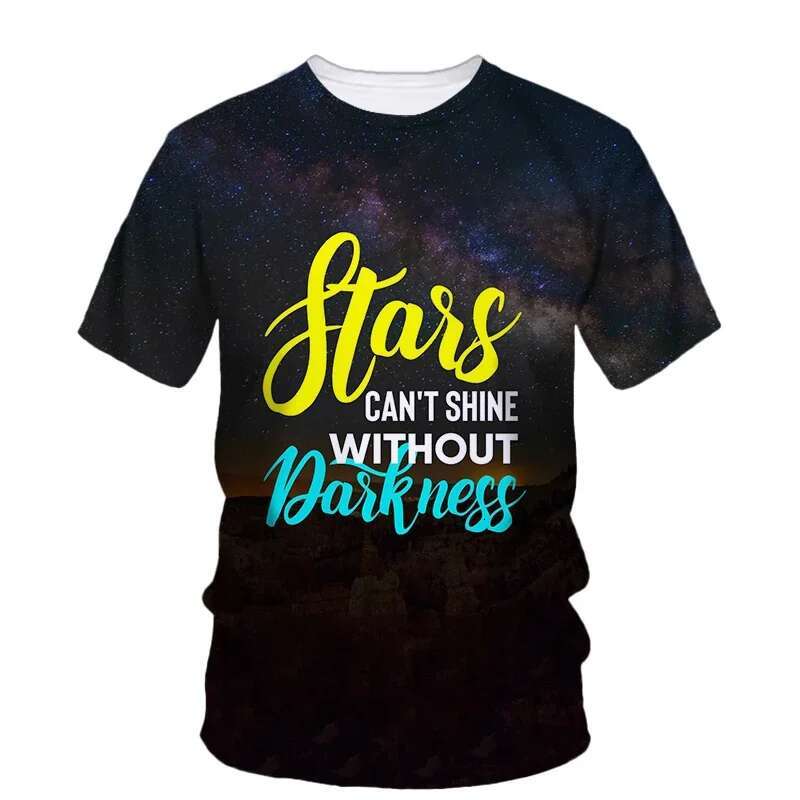 Fashion Originality Inspirational Slogans 3D Personality Print Men's t-shirt Summer Casual Short Sleeve Tops Fun Trend Men Tees