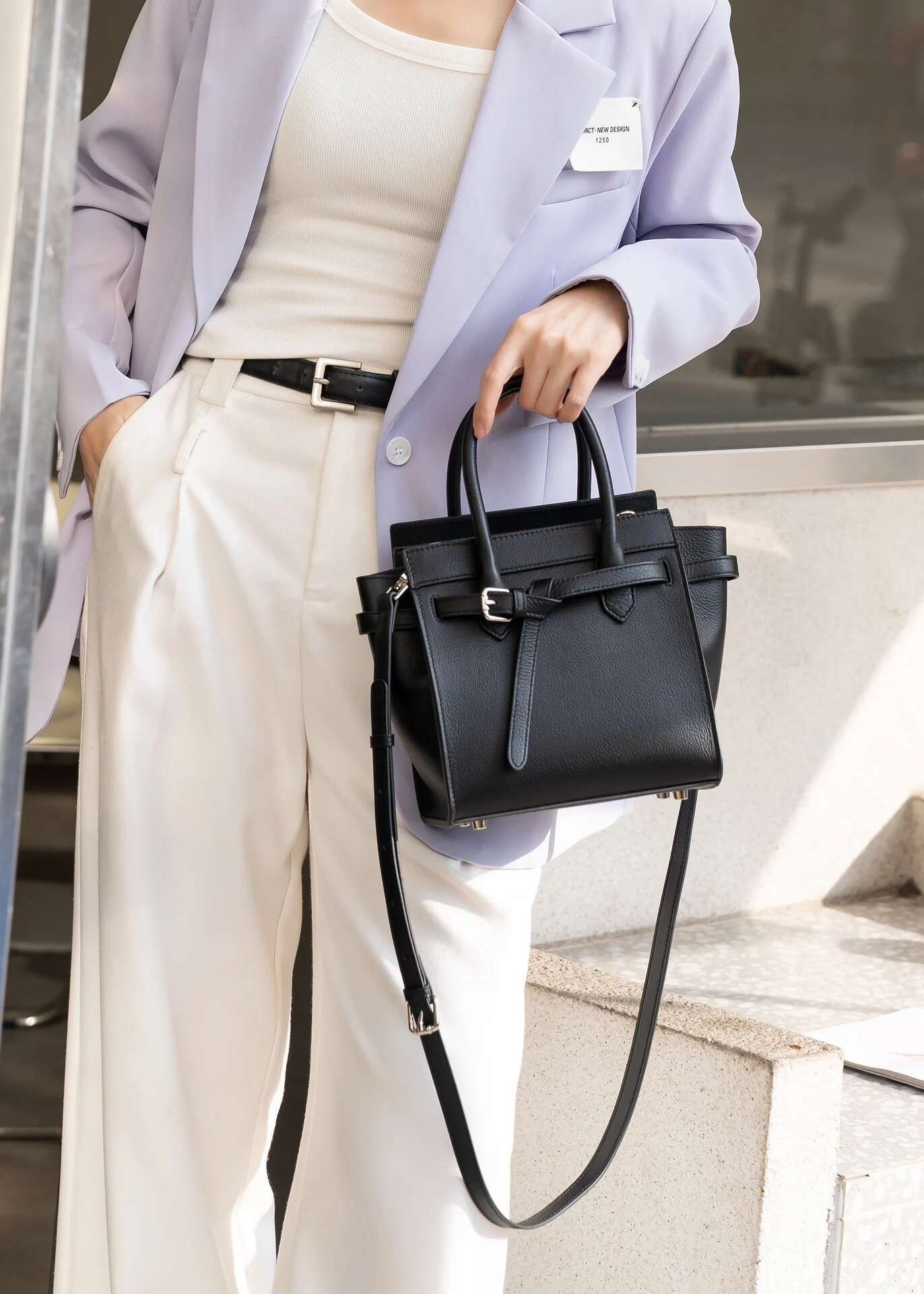 New Stylish Vintage Grey Color Trapeze Tote Natural Cow Leather Women's Platinum Handbag Commuter Office Female Shoulder Bag