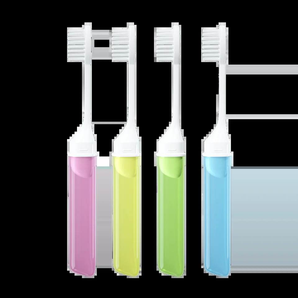 Mini travel toothbrush foldable portable small dental brush adult transparent candy color 250325