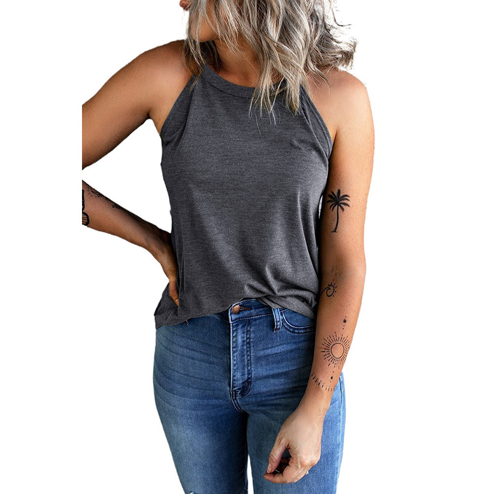 2025 Summer New Hanging Tank Women, Inner and Outer Wear, Solid Color Slim Fit, Sleeveless Round Neck Top for Women