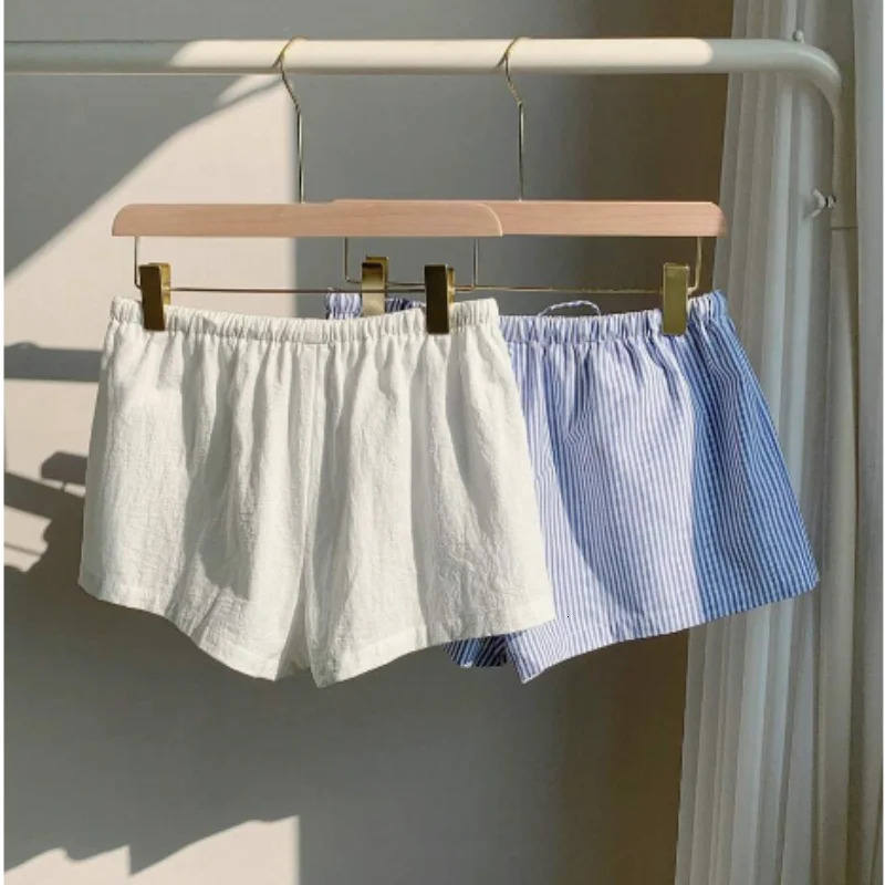 Elegant beach party club shorts fashionable womens striped 2025 summer brushed pocket casual loose wide leg pants 250401