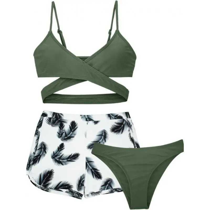 Childrens Classic Flower Printed Bikini Set Holiday Beach Swimsuit Three Piece Set Baby Swimsuit J250403