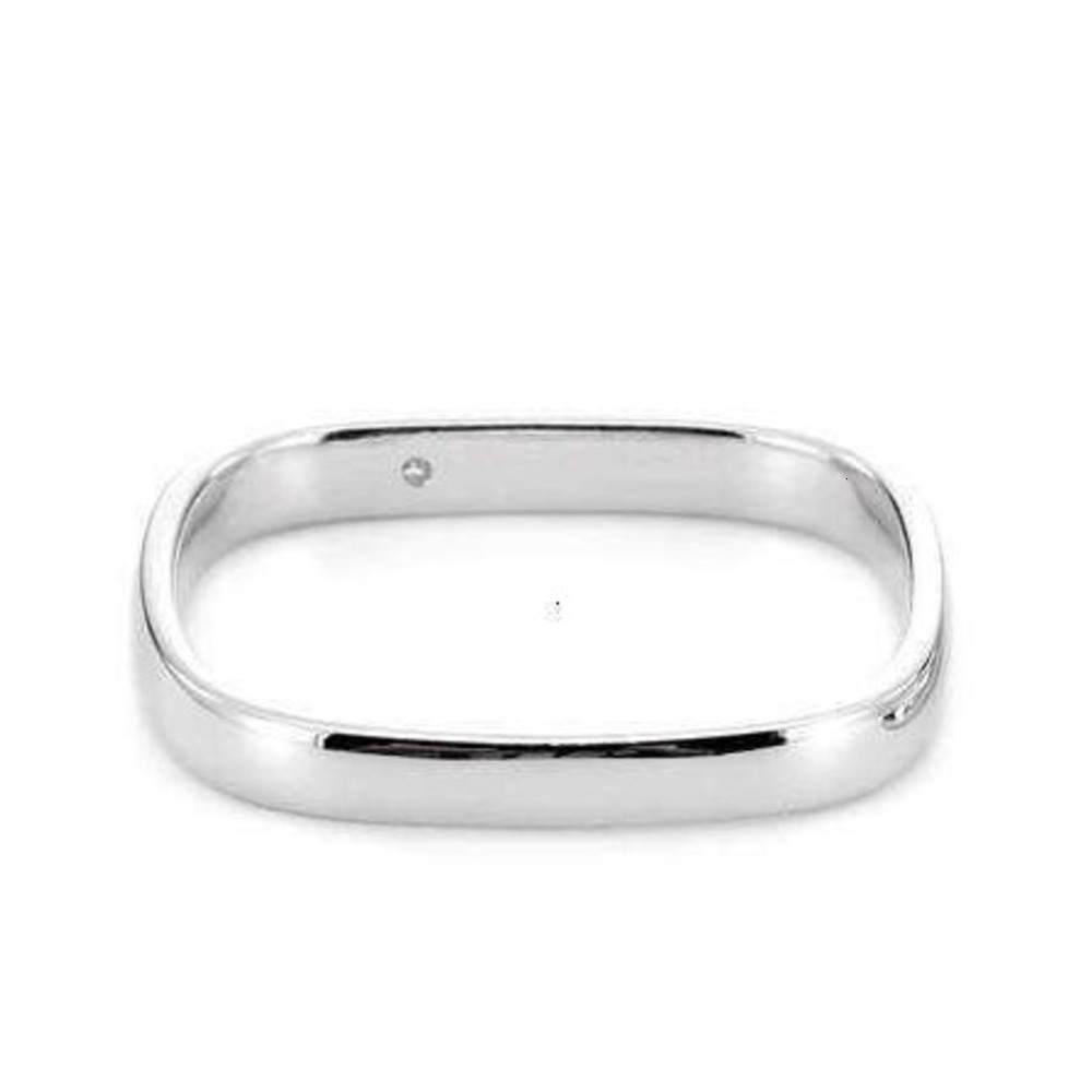 XXOFF Silver Inlaid South African Genuine Diamond Simple Plain Band Square Ring Niche Light Luxury Couple Rings 2022 New Model