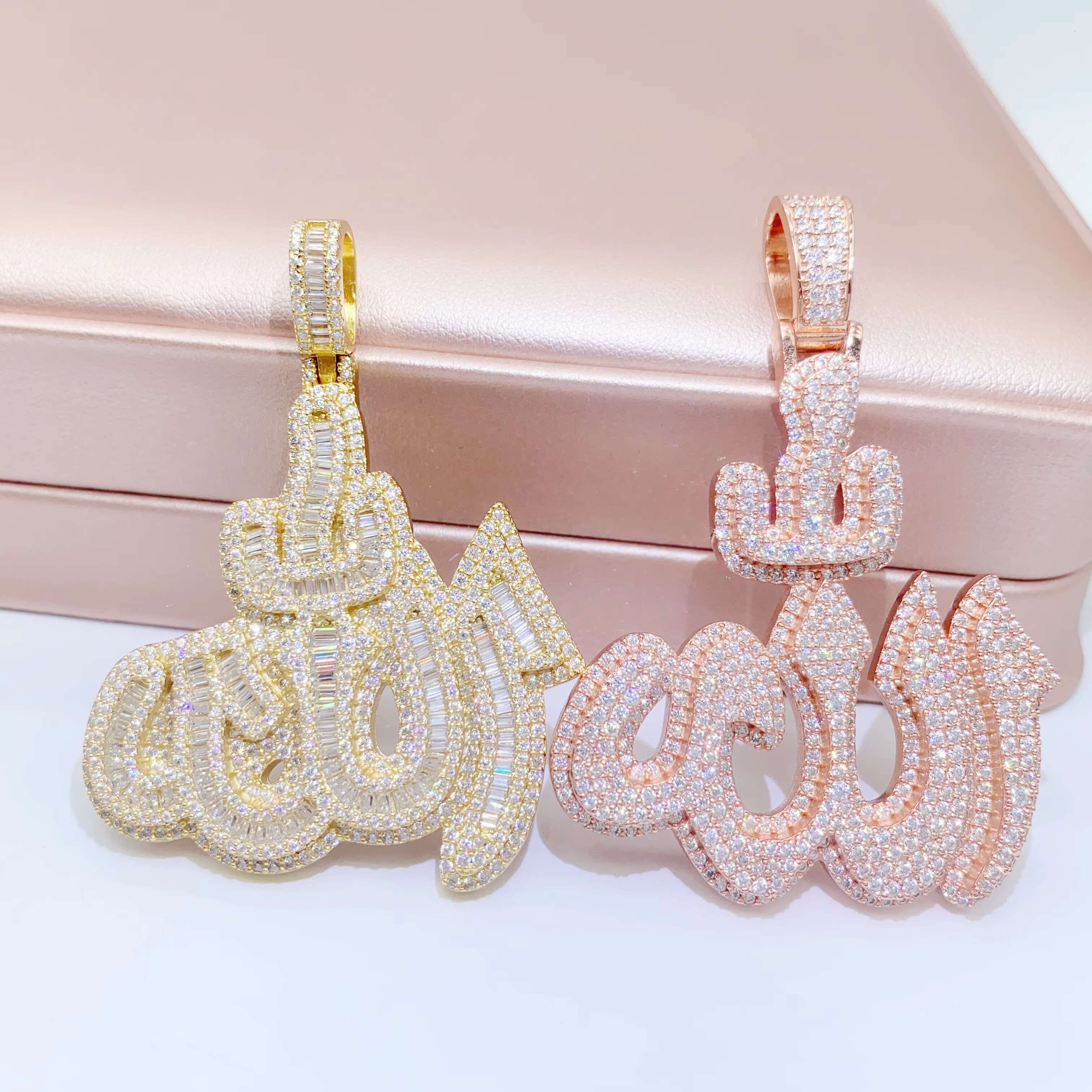 Custom Iced Out Pendant Moissanite Diamond 925 Silver VVS Moissanite Pendant Hip Hop Jewelry Men Necklace