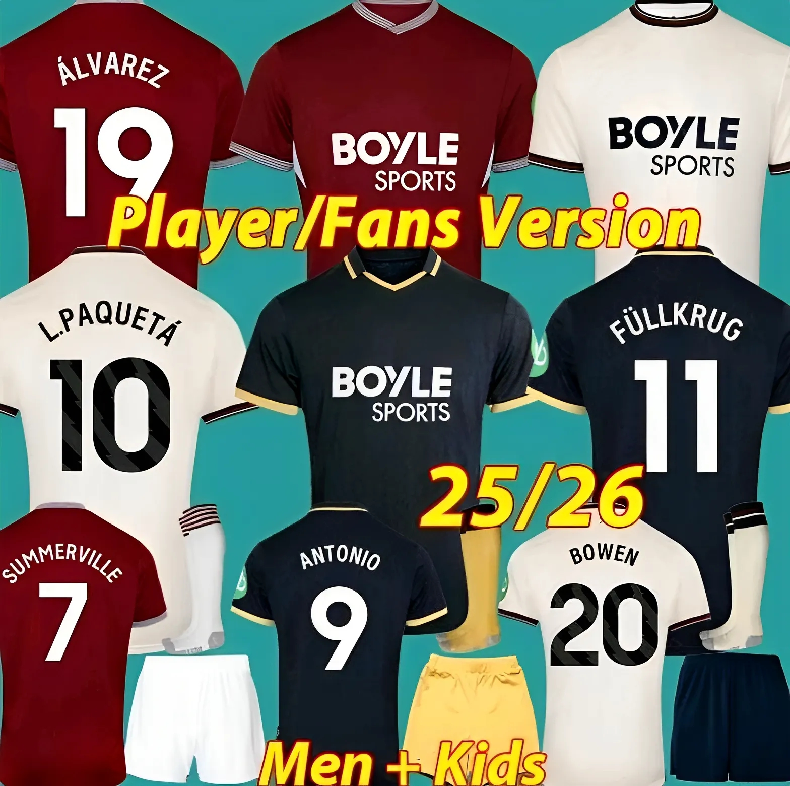 25 26 L.PAQUETA BOWEN ANTONIO DIOUF WeSTs HaMEs Football Shirt away Soccer Jerseys 2025 Summerville ZOUMA Football Kit SOUCEK N.AGUERD Fullkrug Men Kids Uniform home