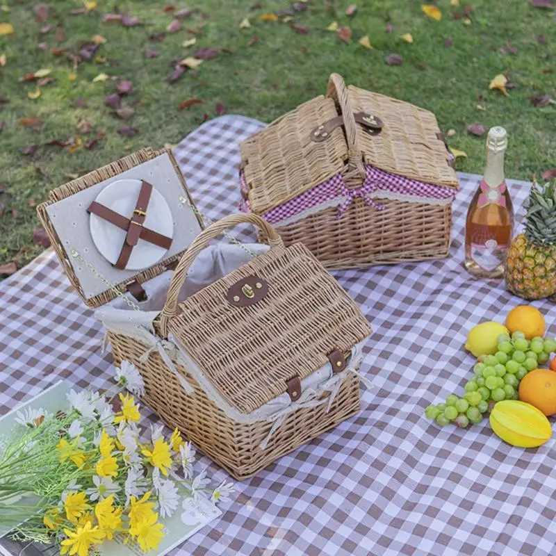 831C Handmade Wicker Picnics Basket Large Capacity Camping BasketC250403