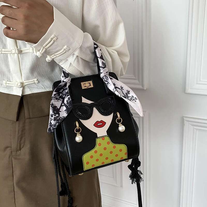 2024 Brand Beauty Glasses Handbags For Women High Quality PU Shoulder Cute Scarf Purses And Crossbody Bag