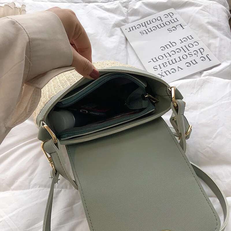 Beach Lady Travel Purses And Handbags Casual Chains Straw Bucket Women Summer Messenger Rattan Bags Shoulder Bag Bolsa